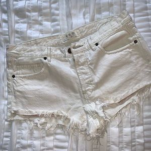 Free People White Denim Shorts